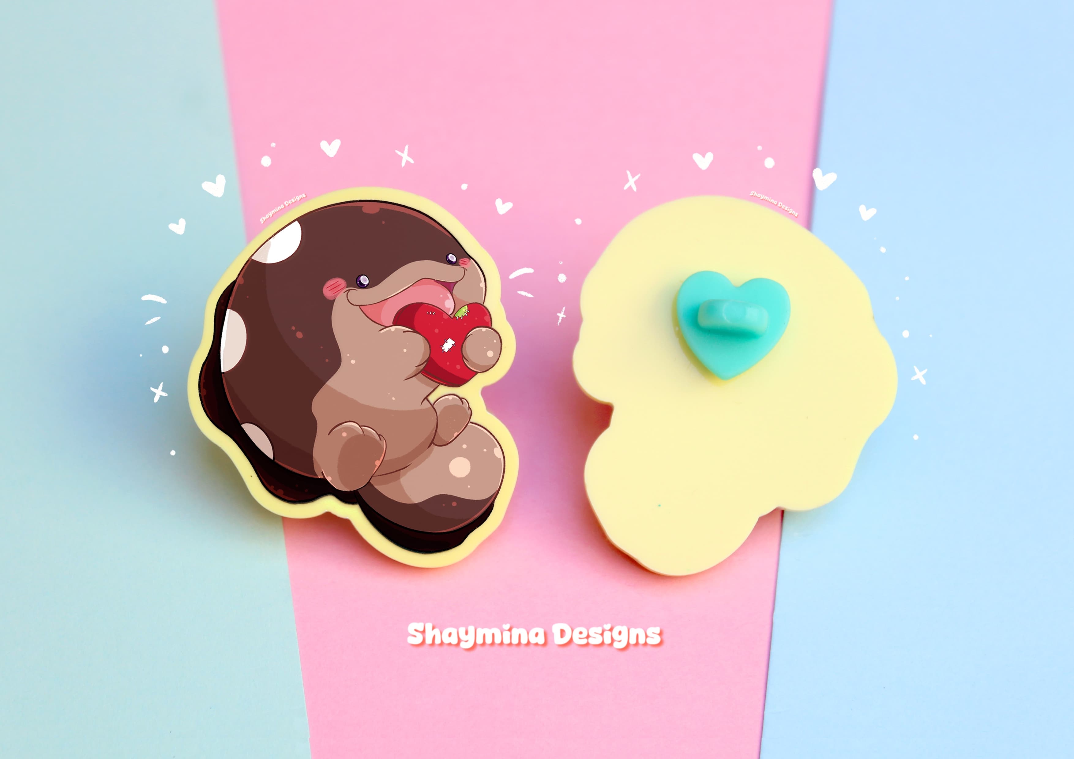 Clodsire corazón Pokémon pin acrílico amarillo pastel