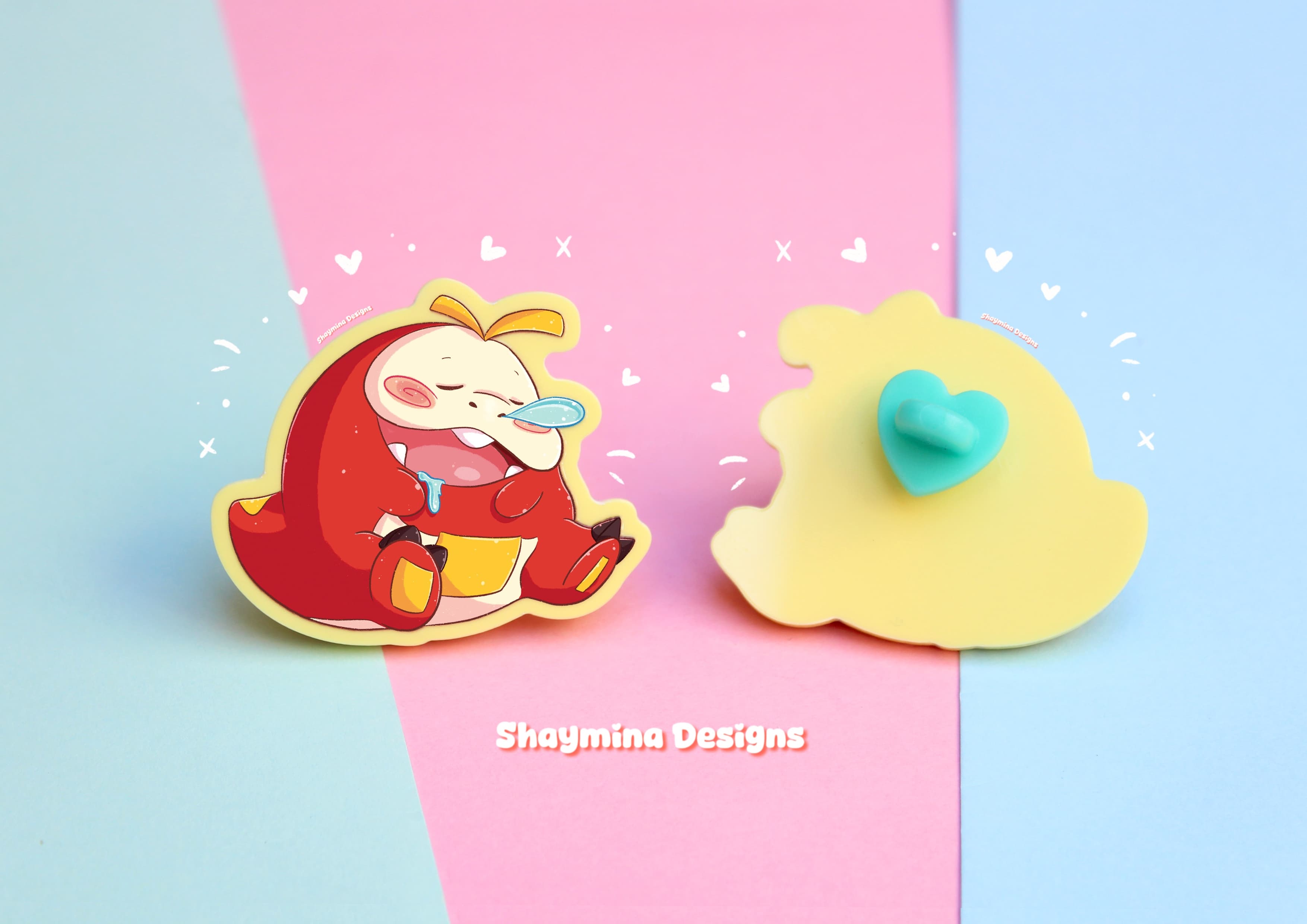 Fuecoco sleepy pin acrílico amarillo pastel