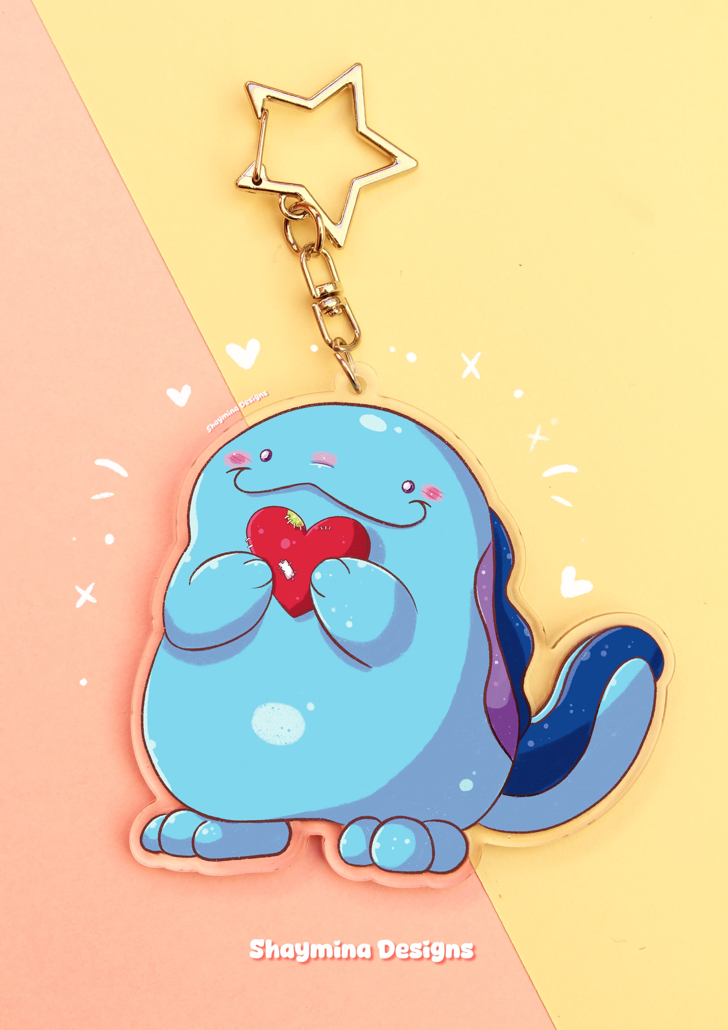Quagsire corazón Pokémon llavero acrílico